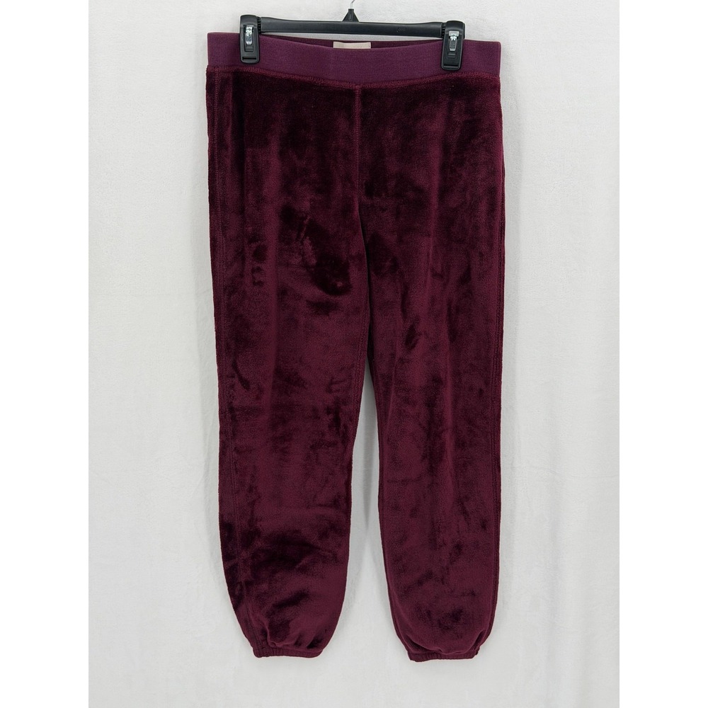 UGG Sweatpants Womens Large Burgundy Plush Fleece Joggers Lounge Cozy Teddy Fall